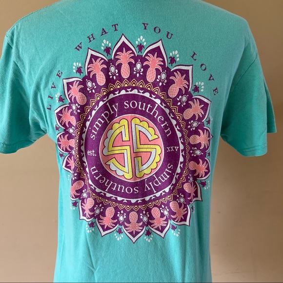 Simply Southern Small Green Pink Pineapple Shirt - Picture 2 of 6